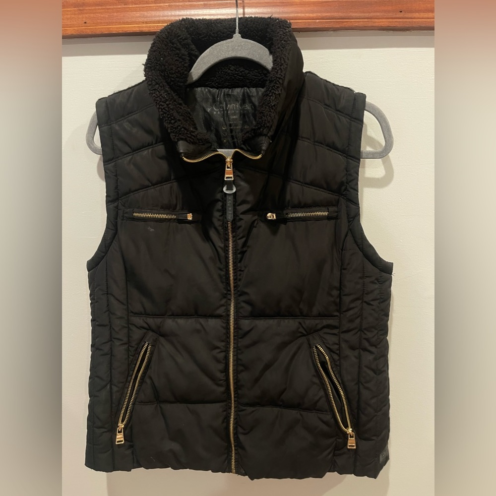 Calvin Klein Black Fur Vest